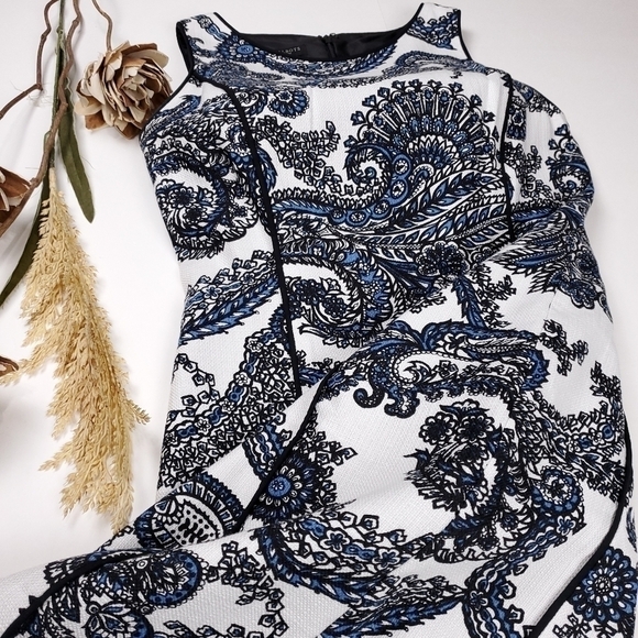 Talbots White Blue Black Paisley Modal Blend Dress Size 2p - Picture 10 of 15